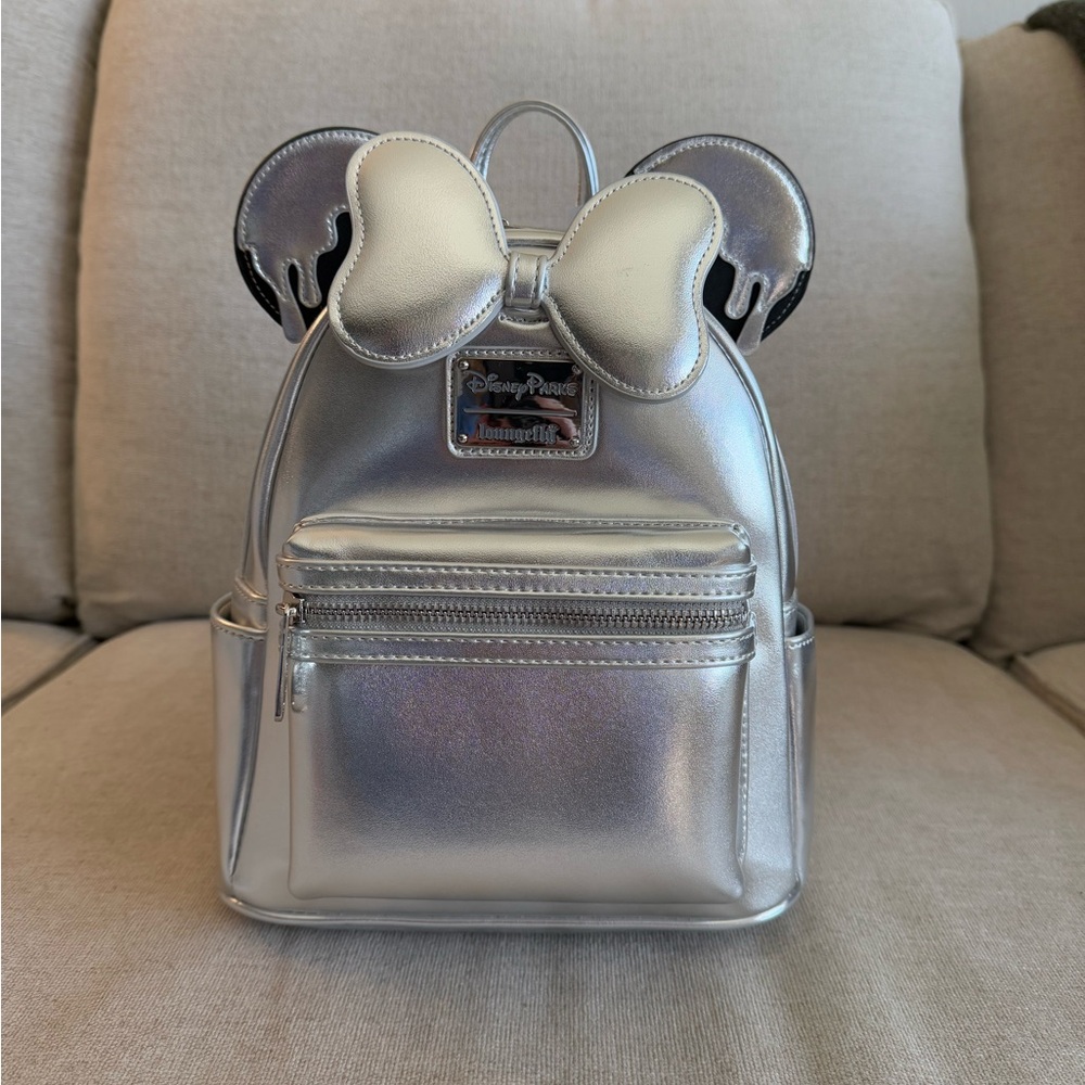 NWT Disney Parks Loungefly 100yr Platinum Minnie Mouse Mini Backpack